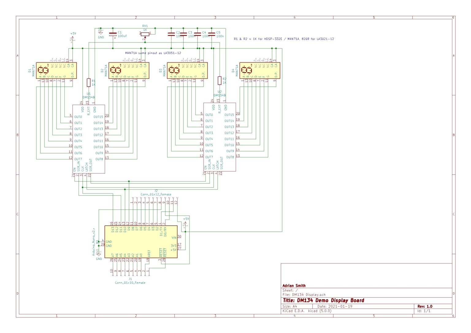 The DM134B 16 bit shift register with constant current LED drivers ...